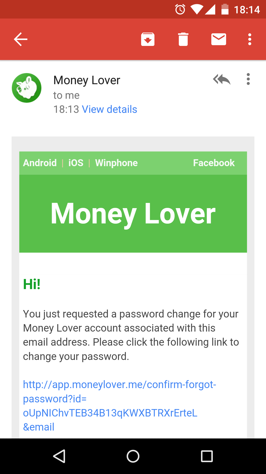 Email form Money Lover