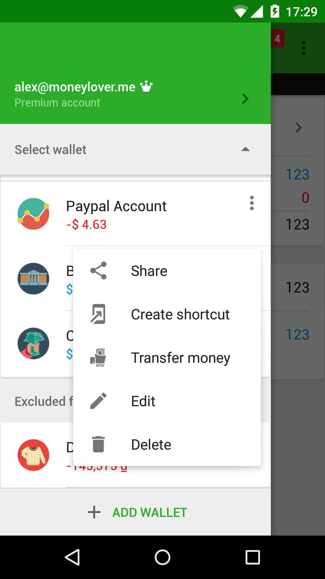 Share wallet