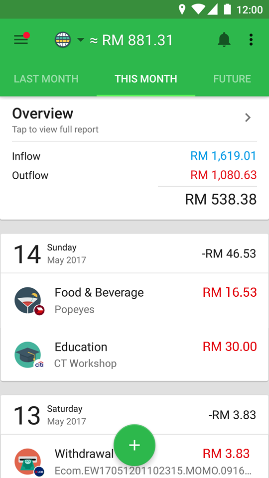 daily expenses with bank icon